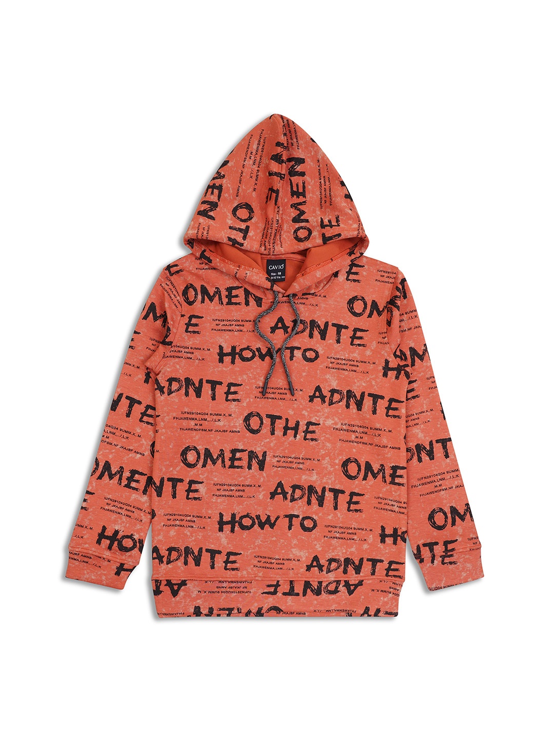 

CAVIO Boys Typography Printed Hood Cotton Pullover Sweatshirt, Rust