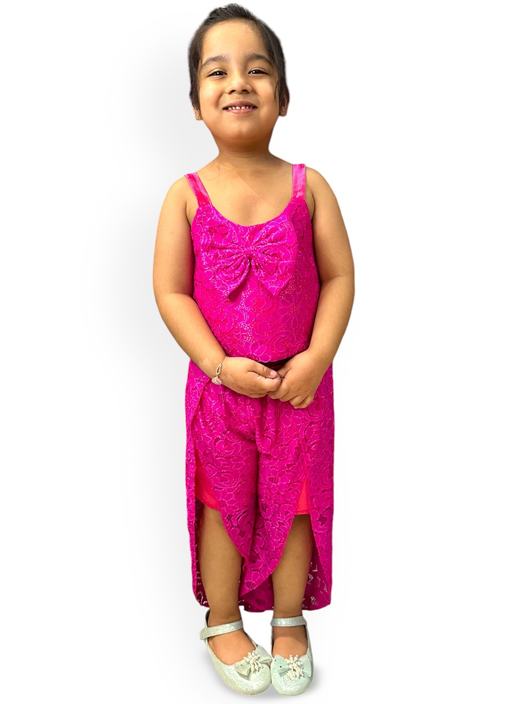 

Samsara Couture Girls Top With Palazzos, Magenta