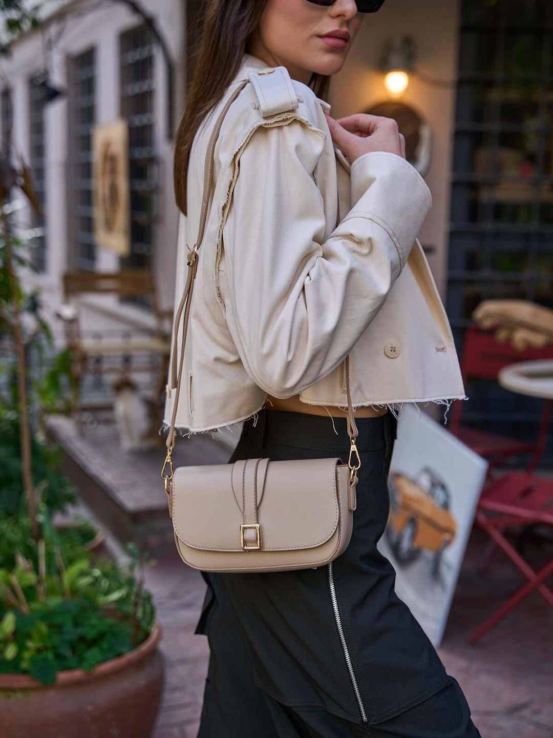 

madamra Women Miniature Sling Bag, Beige