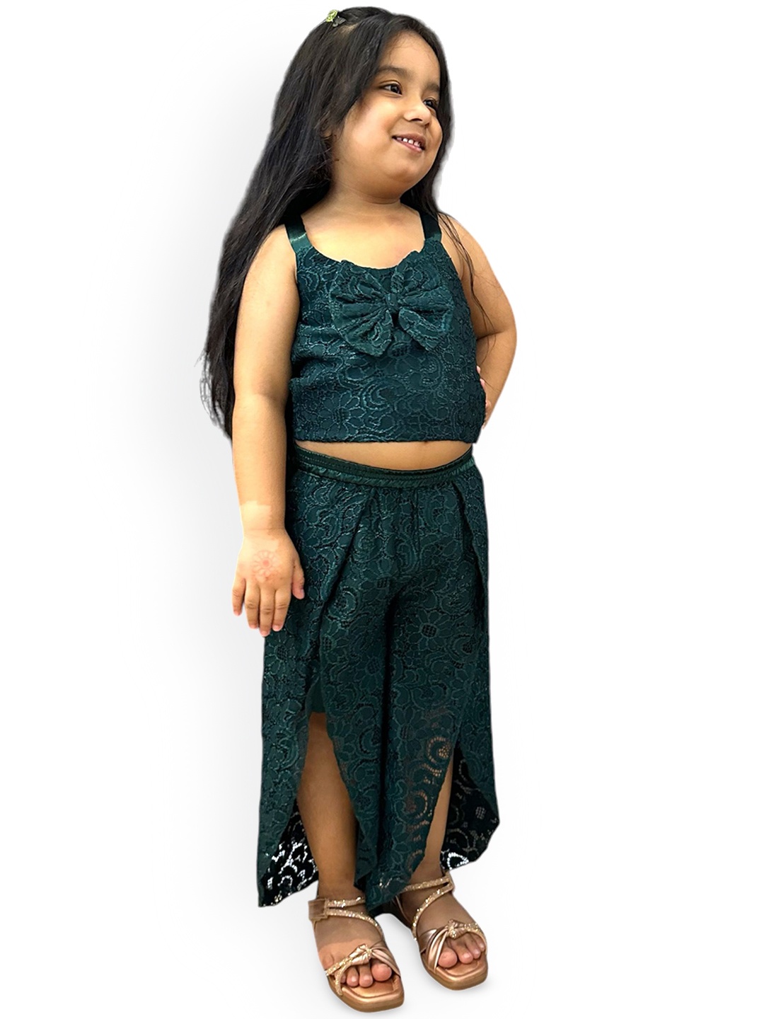 

Samsara Couture Girls Printed Clothing Set, Green