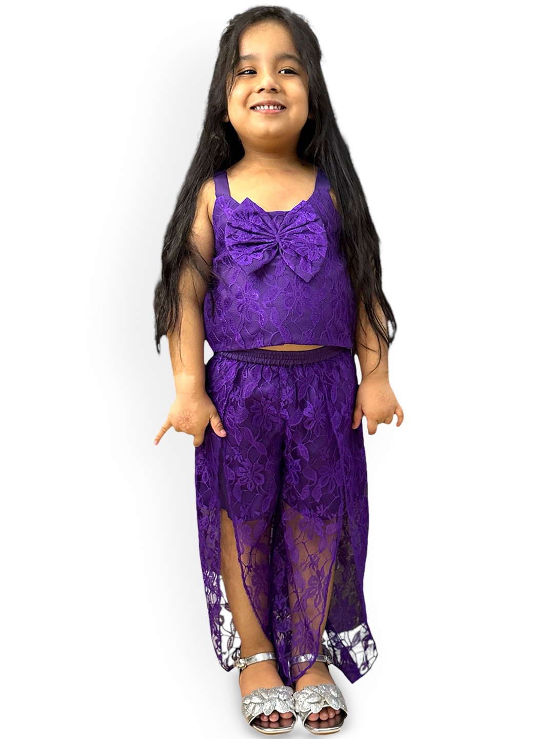 

Samsara Couture Girls Self Design Clothing Set, Purple