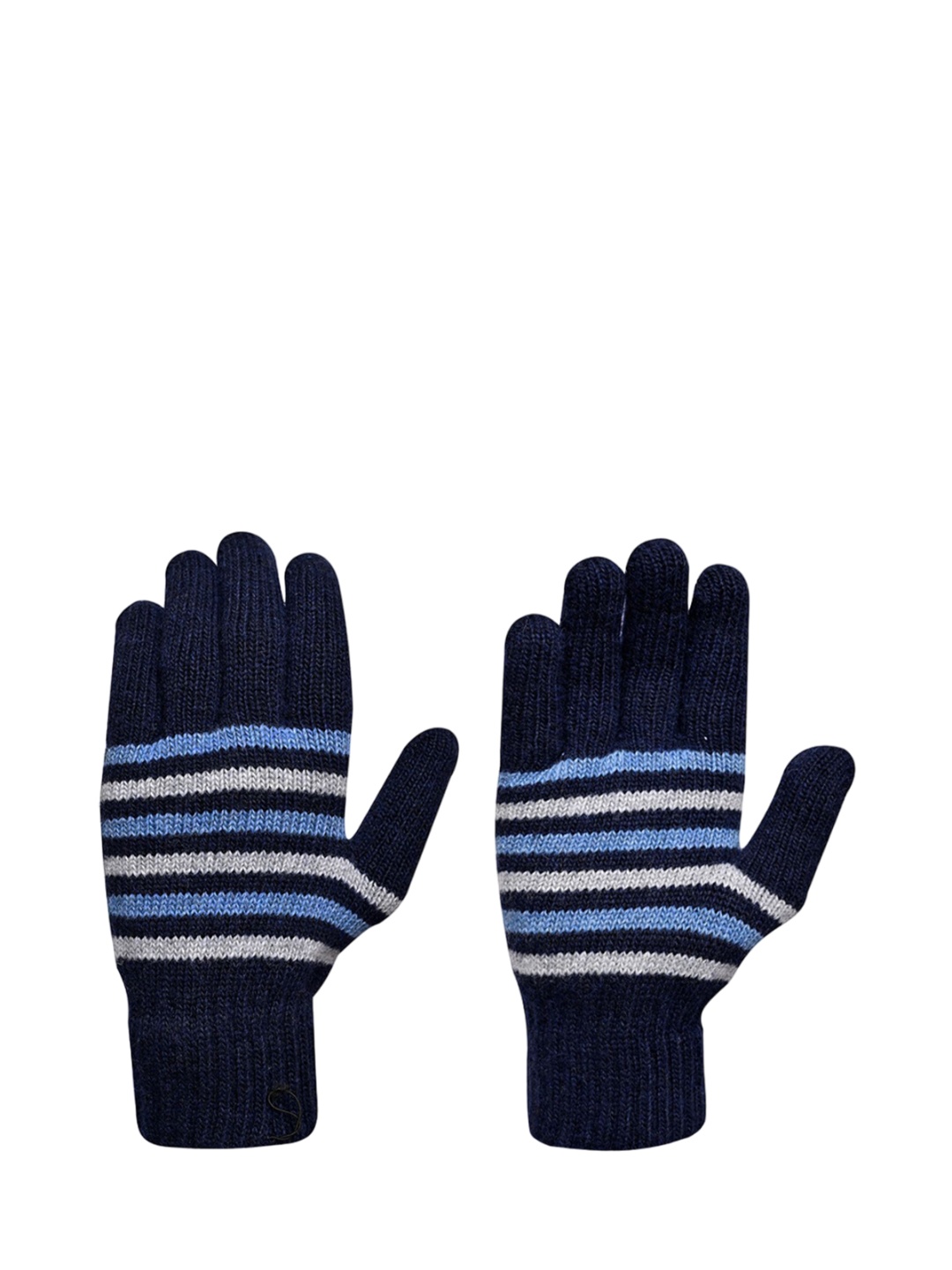 

LOOM LEGACY Men Striped Winter Gloves, Navy blue