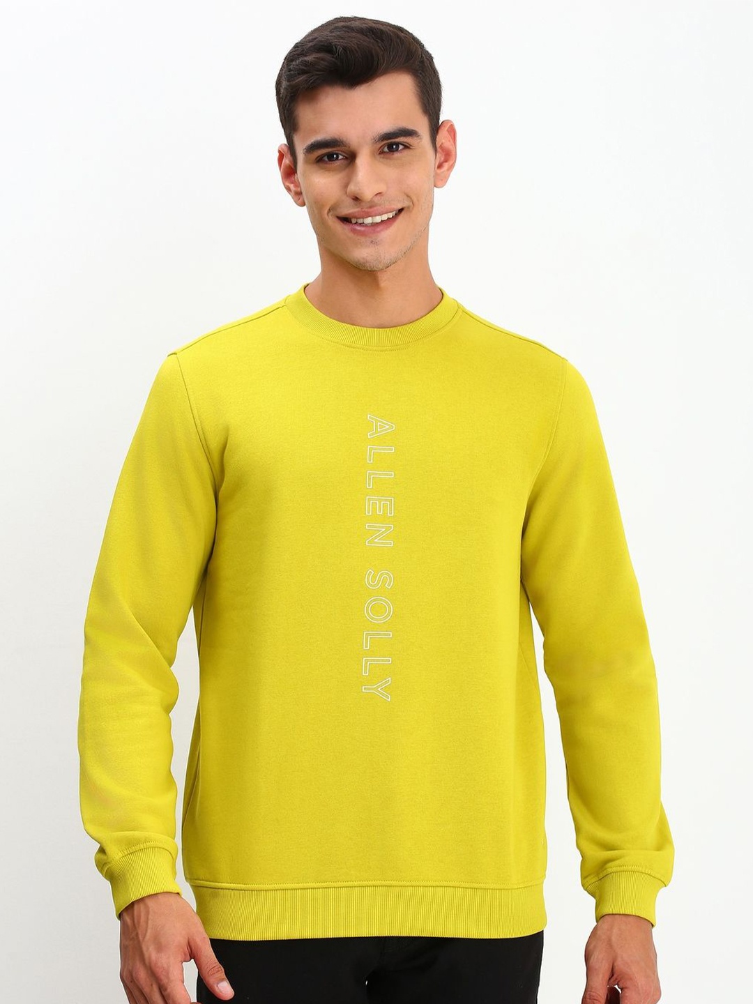 

Allen Solly Men Typography Printed Round Neck Cotton Pullover Sweatshirt, Yellow