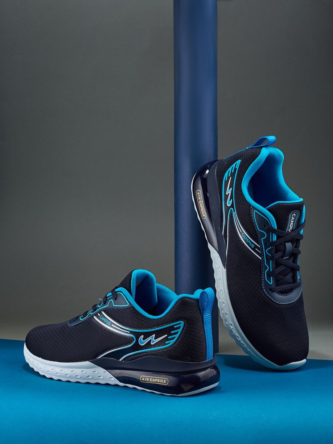 

Campus Men Mesh Running Non-Marking Shoes, Navy blue