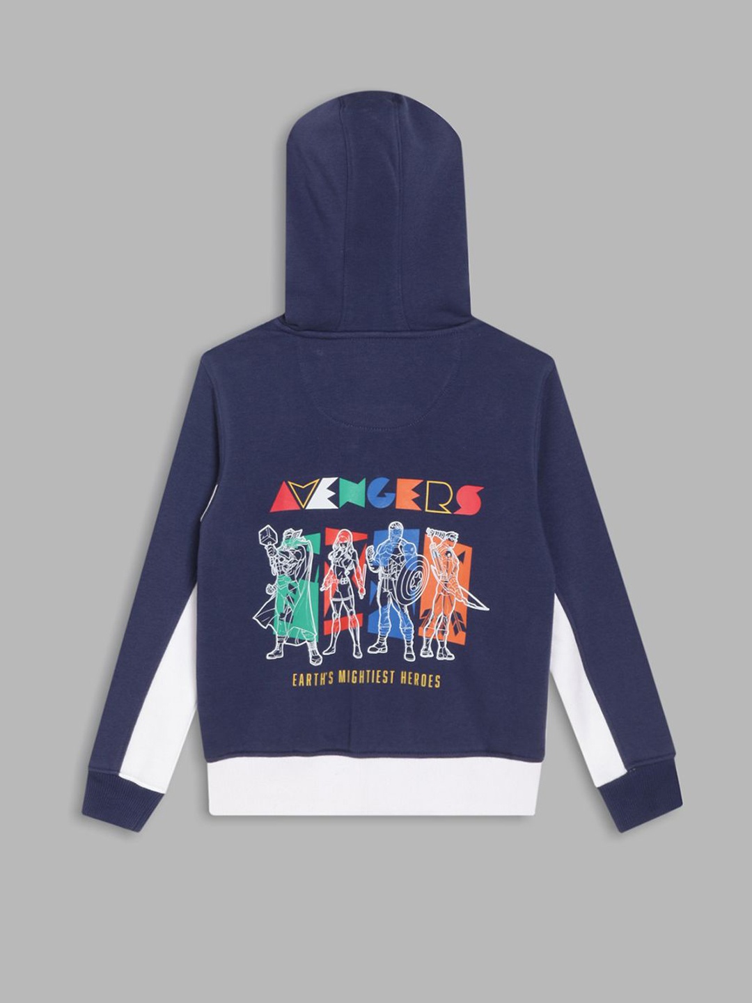 

Blue Giraffe Boys Colourblocked Hood Cotton Pullover Sweatshirt, White
