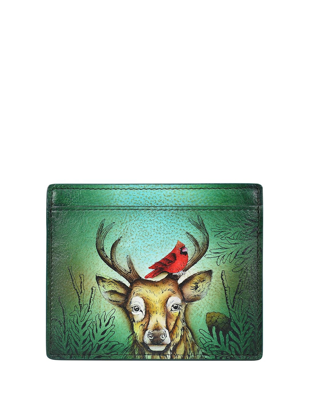 

Anuschka Women Printed Leather Card Holder, Green