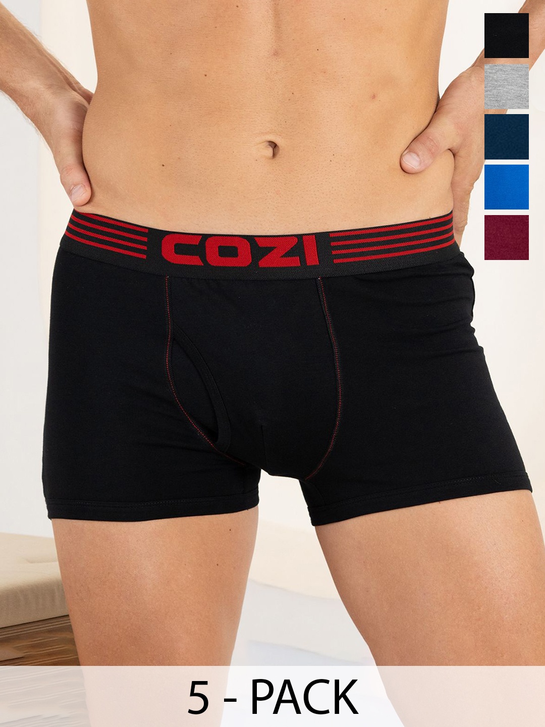 

Lux Cozi Men Pack Of 5 Assorted Pure Cotton Trunks- COZI_1122_LUXURY_AST_5PC