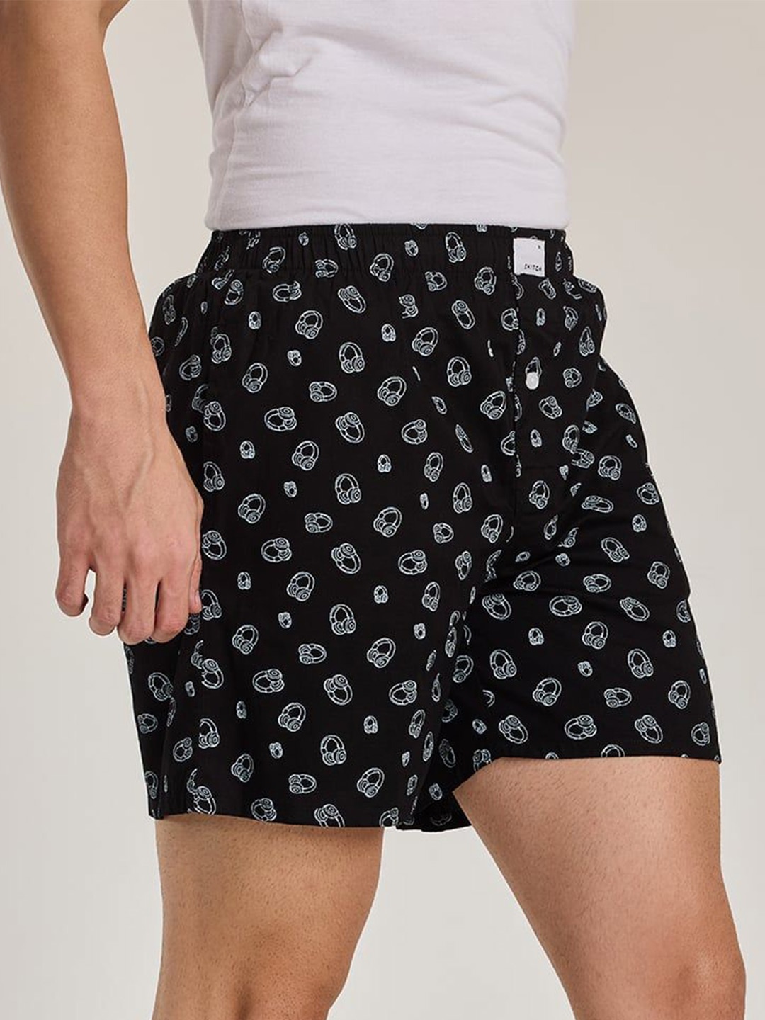 

Snitch Men Printed Pure Cotton Boxers 4MSBX9244-01-S, Black