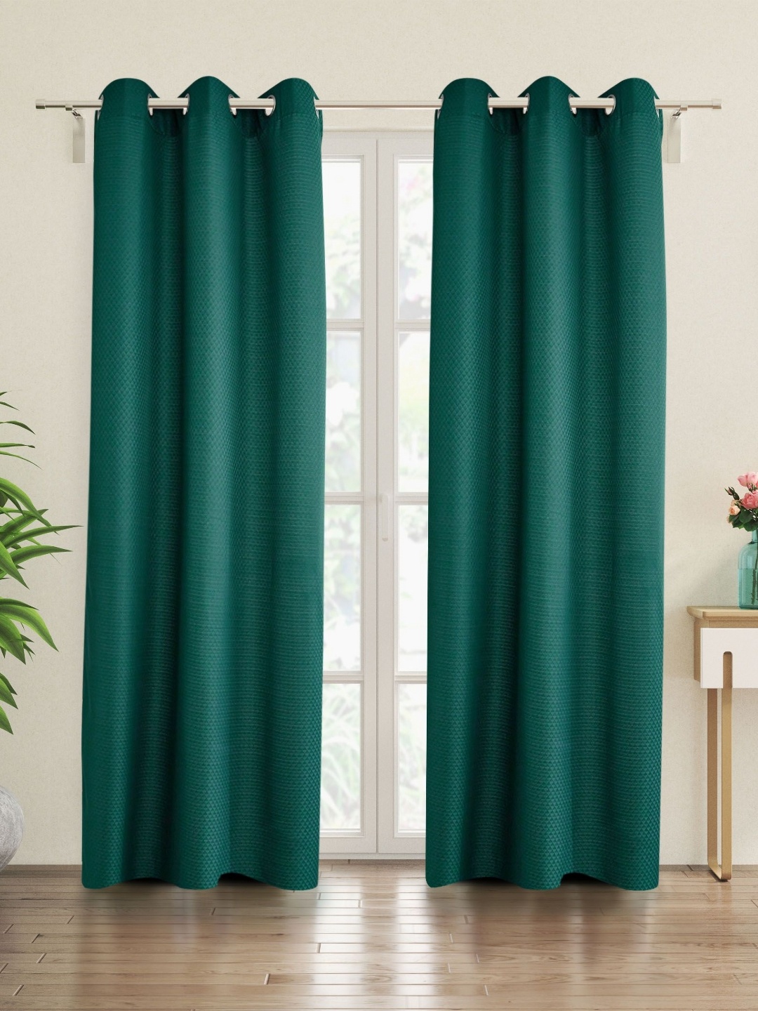 

Home Centre Green Set of 2 Geometric Room Darkening Door Curtain