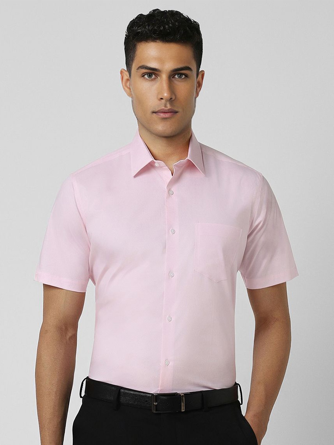 

Van Heusen Men Spread Collar Micro Checked Cotton Slim Fit Formal Shirt, Pink