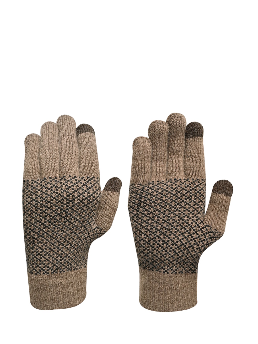 

LOOM LEGACY Men Checked Acrylic Touchscreen Gloves, Brown