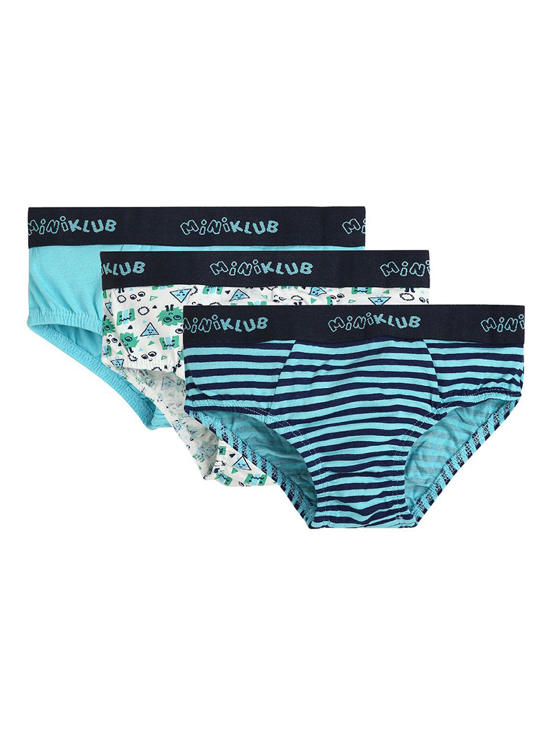 

MINI KLUB Boys Pack Of 3 Printed Basic Briefs 94IFBBF1289, Blue