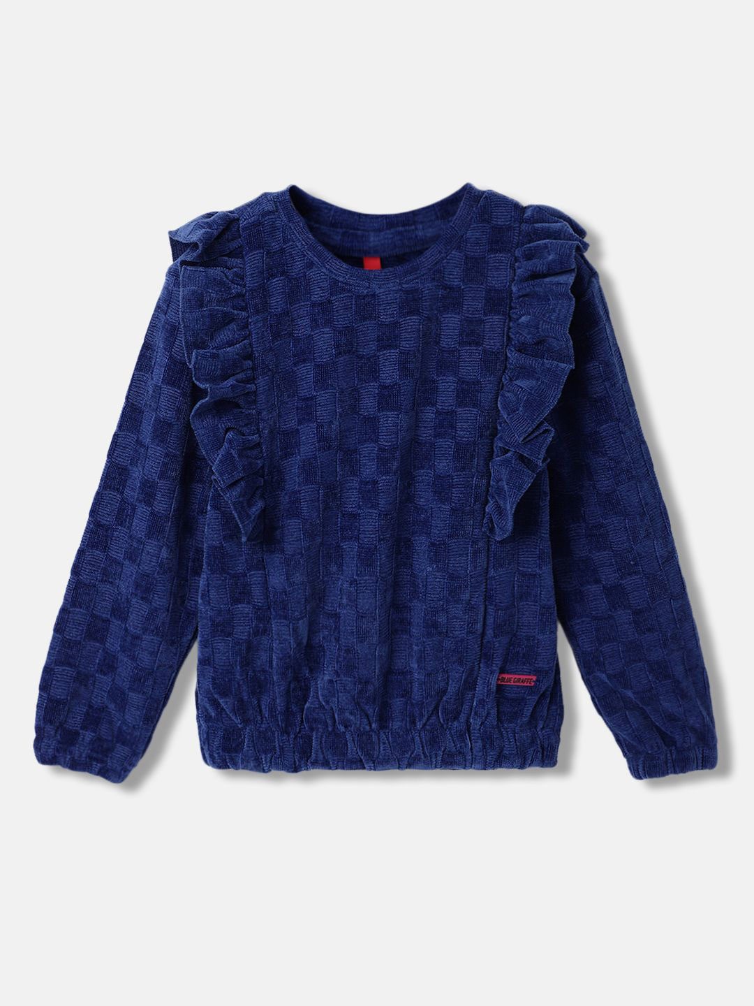 

Blue Giraffe Girls Geometric Printed Round Neck Top