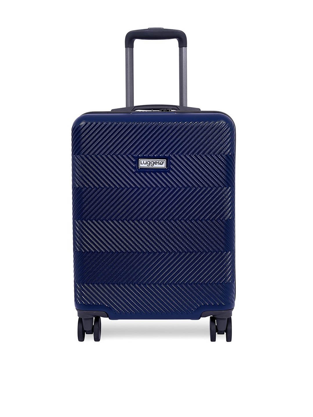 

Luggero Unisex Textured Hard Sided 360-Degree Rotation Cabin Trolley Bag, Navy blue