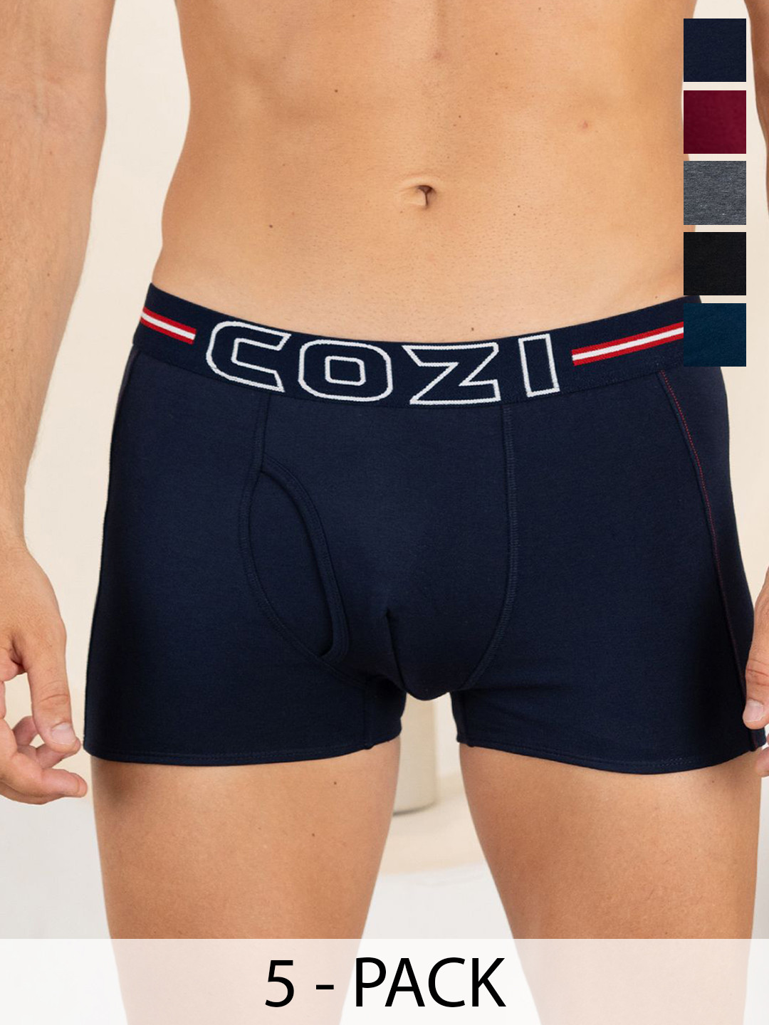 

Lux Cozi Pack Of 5 Men Assorted Trunk COZI_1125_LUXURY_AST_5PC, Blue