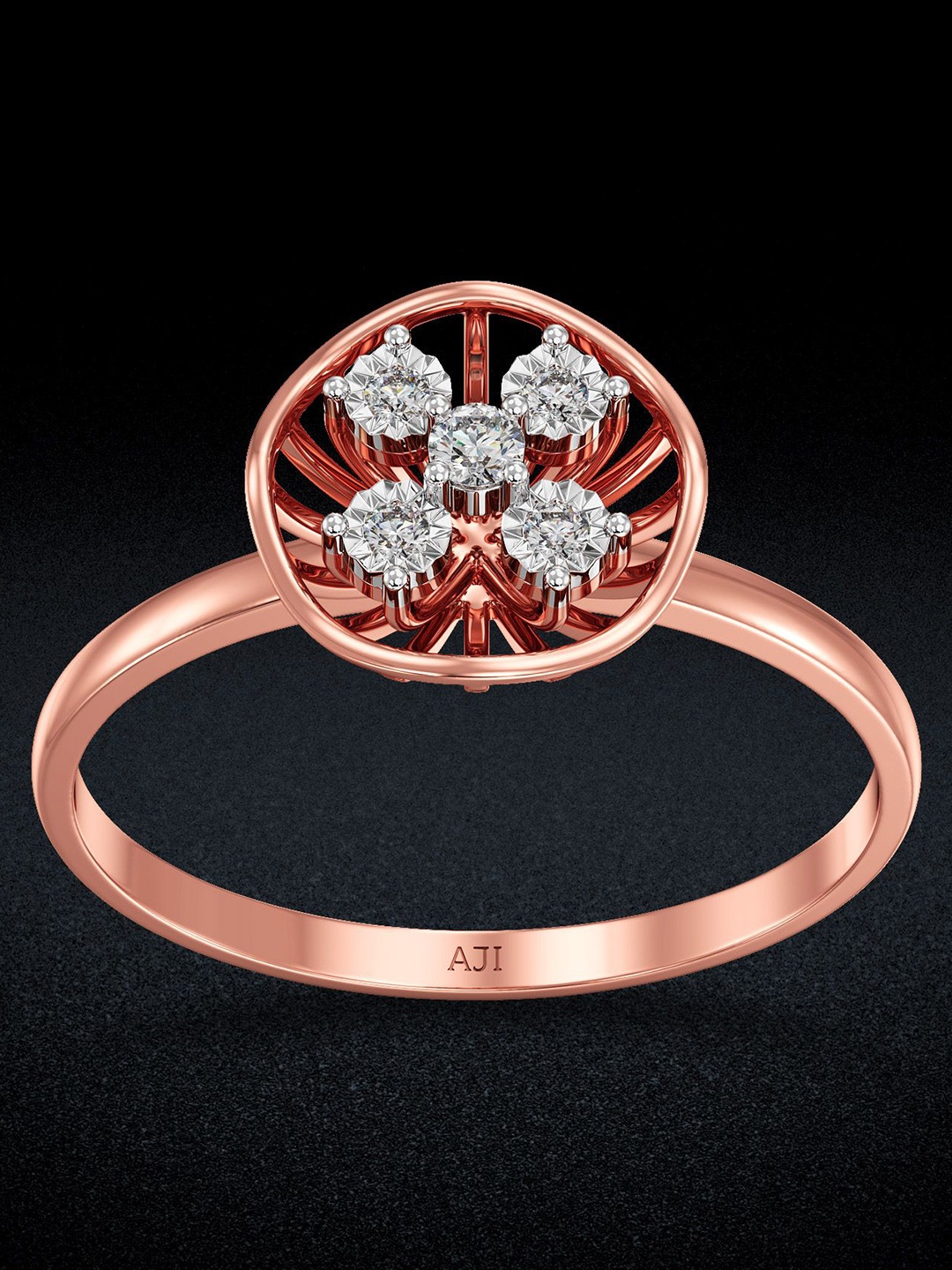 

Joyalukkas Women 18KT Finger Diamond Ring 1.5gm, Rose gold
