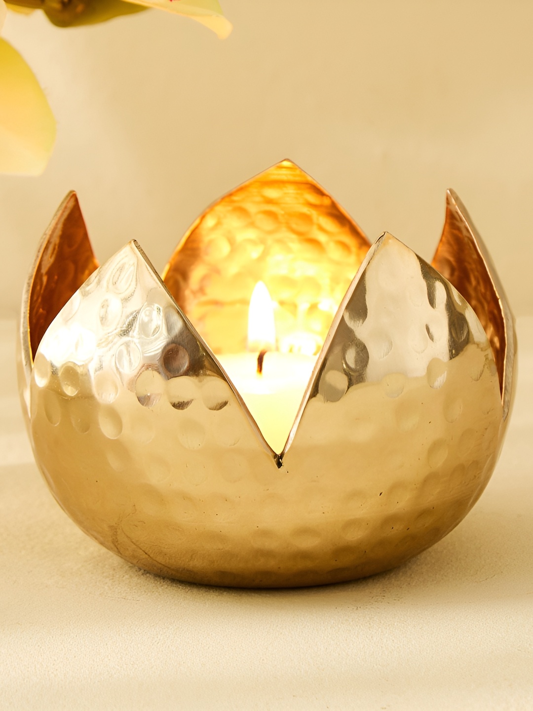 

Home Centre Corsica Kamal Gold-Toned Metal Hammered Votive Candle Holder