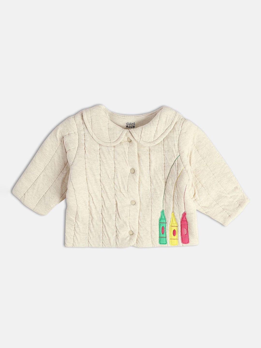 

MINI KLUB Girls Spread Collar Solid Cotton Casual Tailored Jacket, Beige