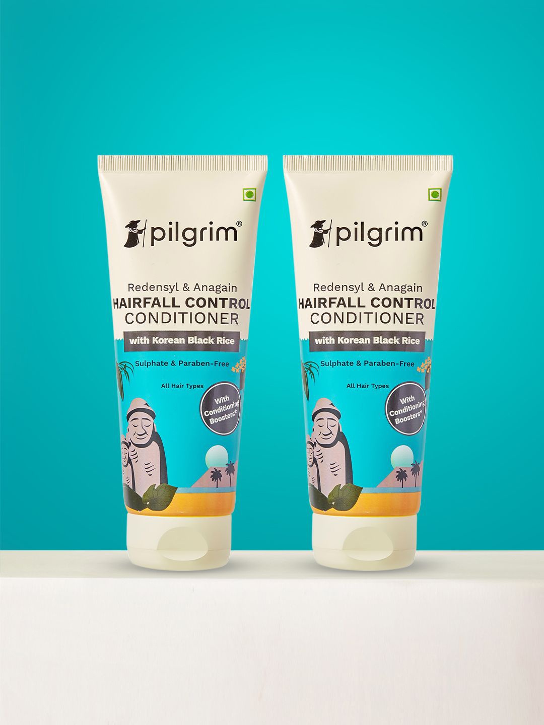 

Pilgrim Set Of 2 Redensyl & Anagain Hairfall Control Conditioner - 200 ml Each, Teal