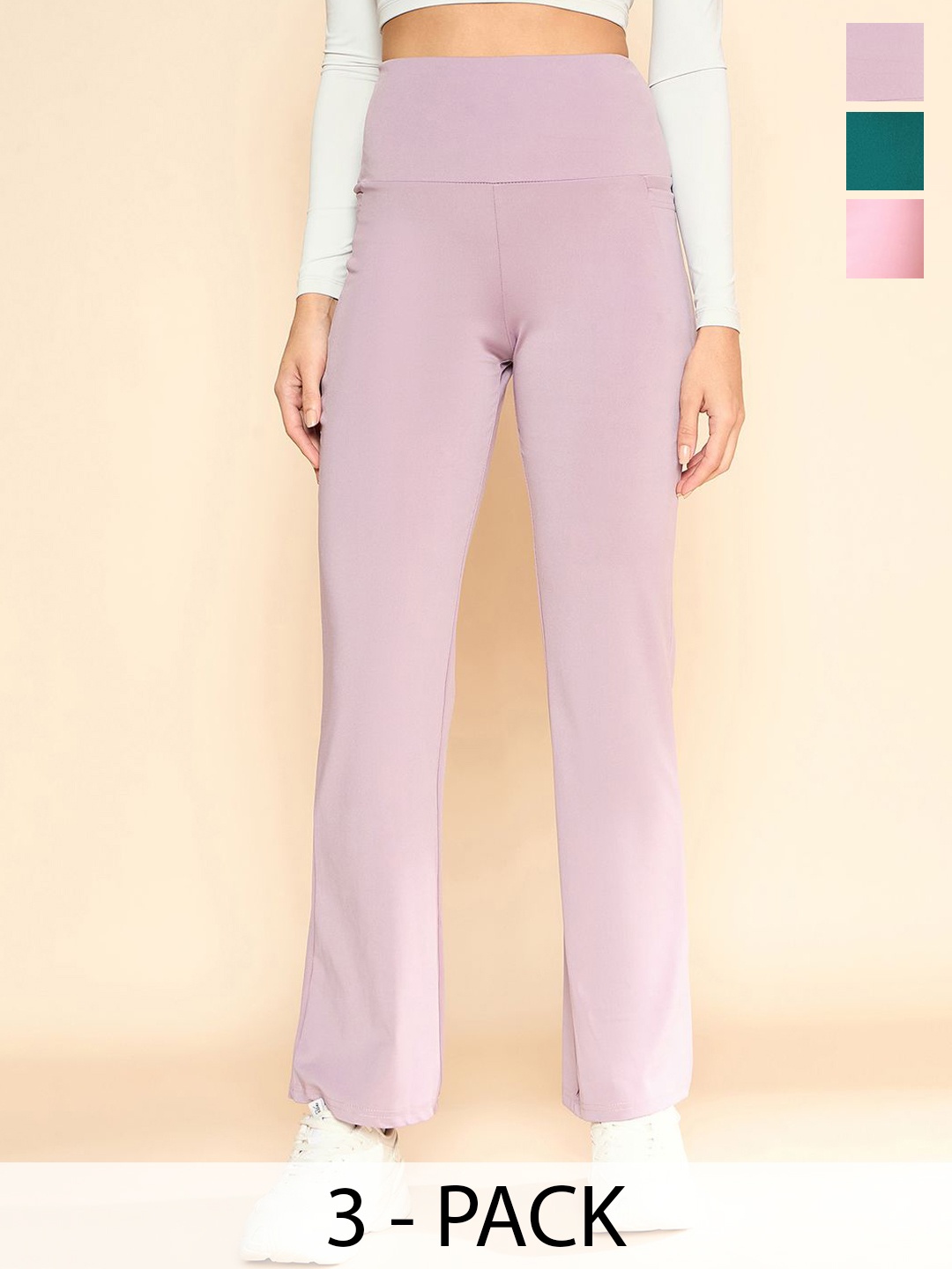 

COLOR CAPITAL Pack Of 3 Antimicrobial Gym Tights, Lavender