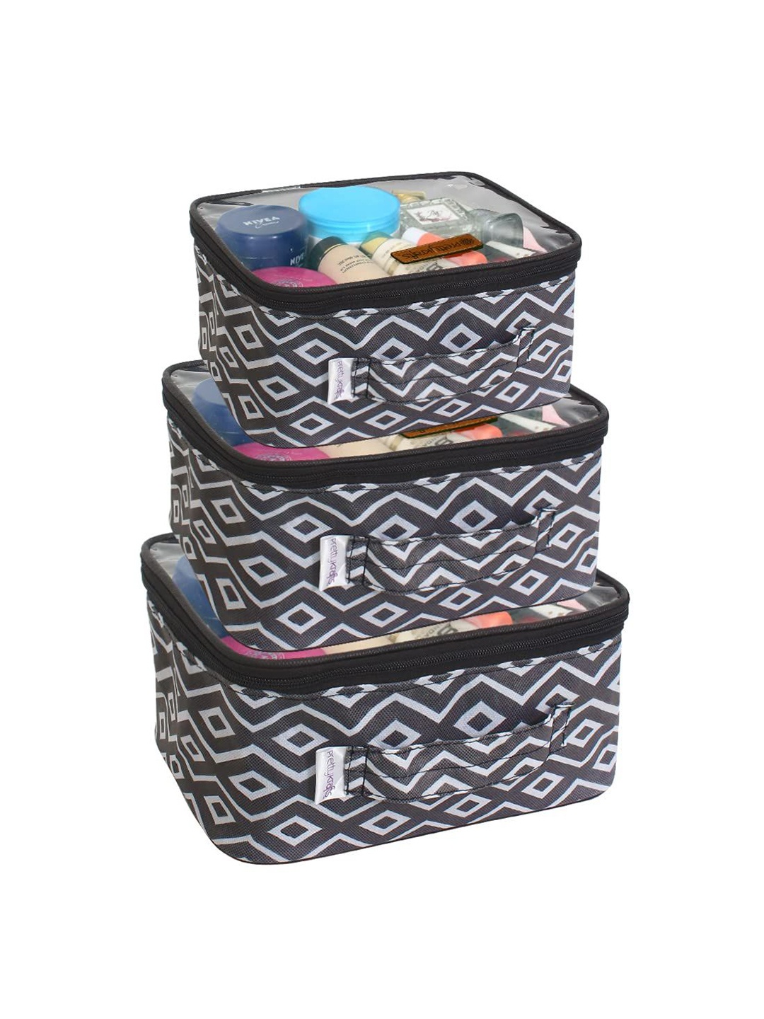 

prettykrafts Black & White 3 Pieces Reusable Jewellery Organisers