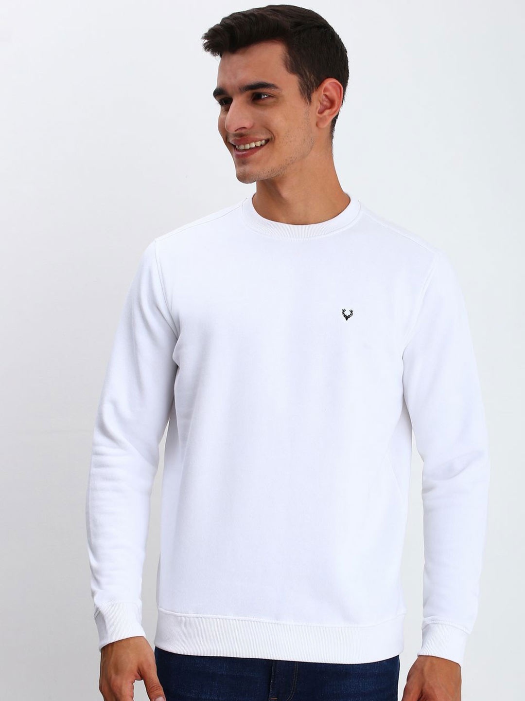 

Allen Solly Men Solid Round Neck Cotton Pullover Sweatshirt, White