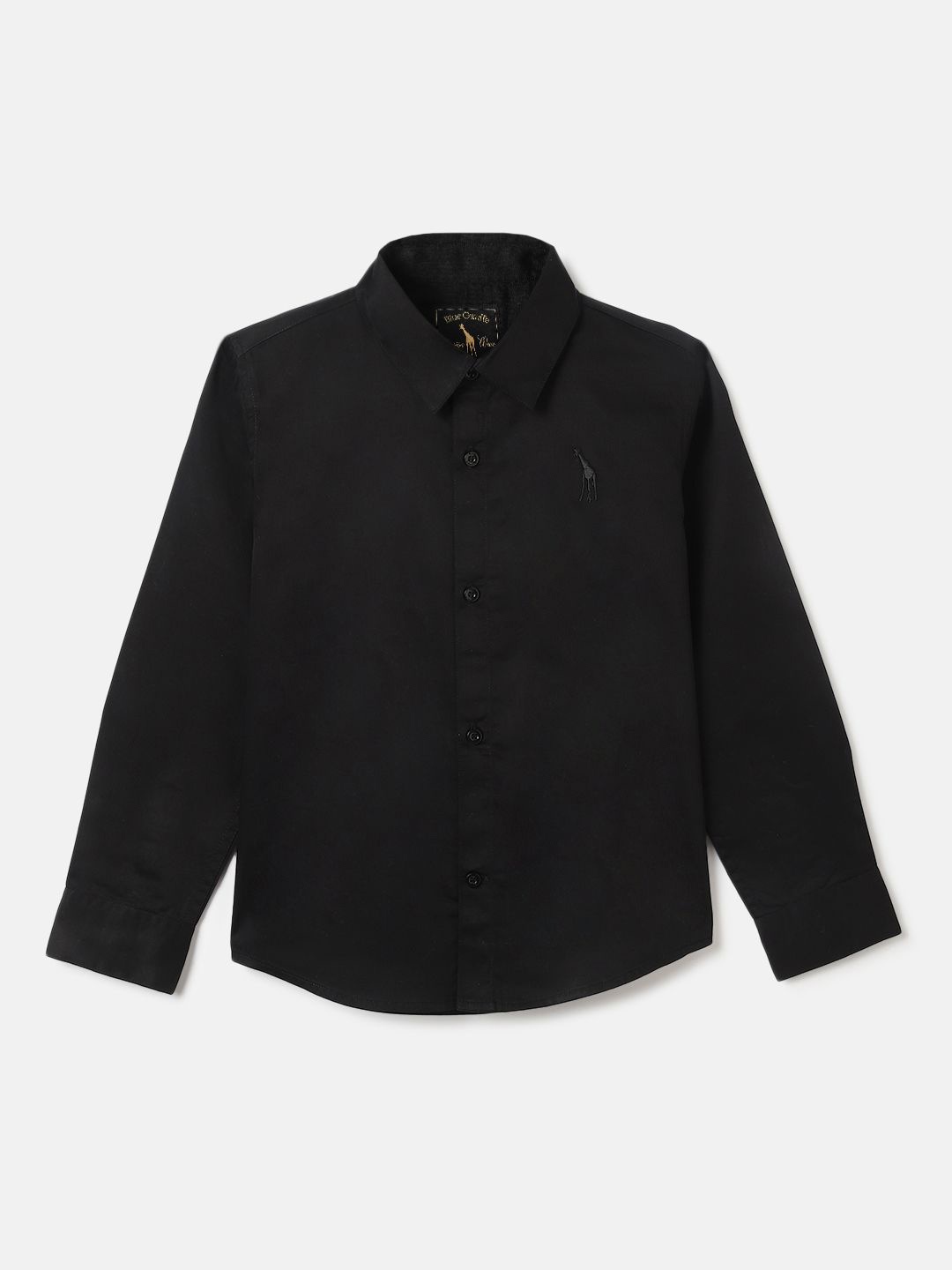 

Blue Giraffe Boys Cutaway Collar Solid Cotton Casual Shirt, Black