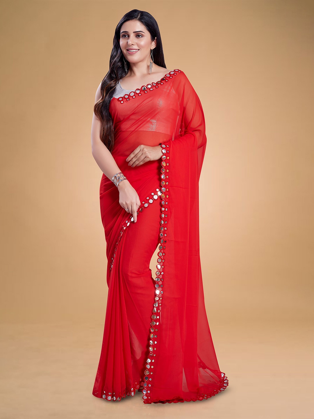 

Rani Saahiba Embroidered Saree, Red