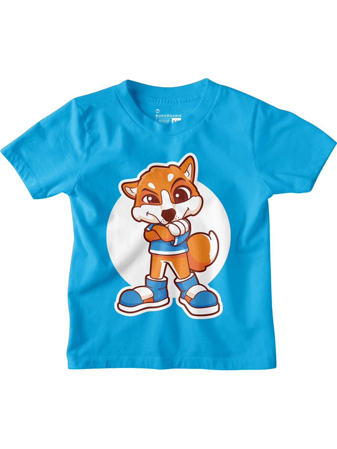 

BonOrganik Boys Graphic Printed Round Neck Cotton T-shirt, Turquoise blue