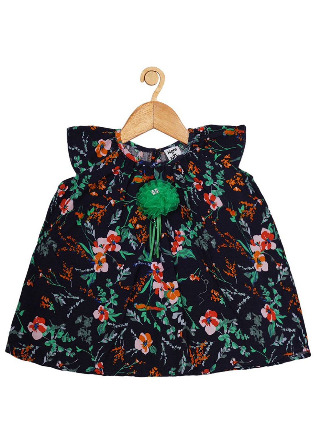 

HERE&NOW Girls Floral Print A-Line Dress, Navy blue