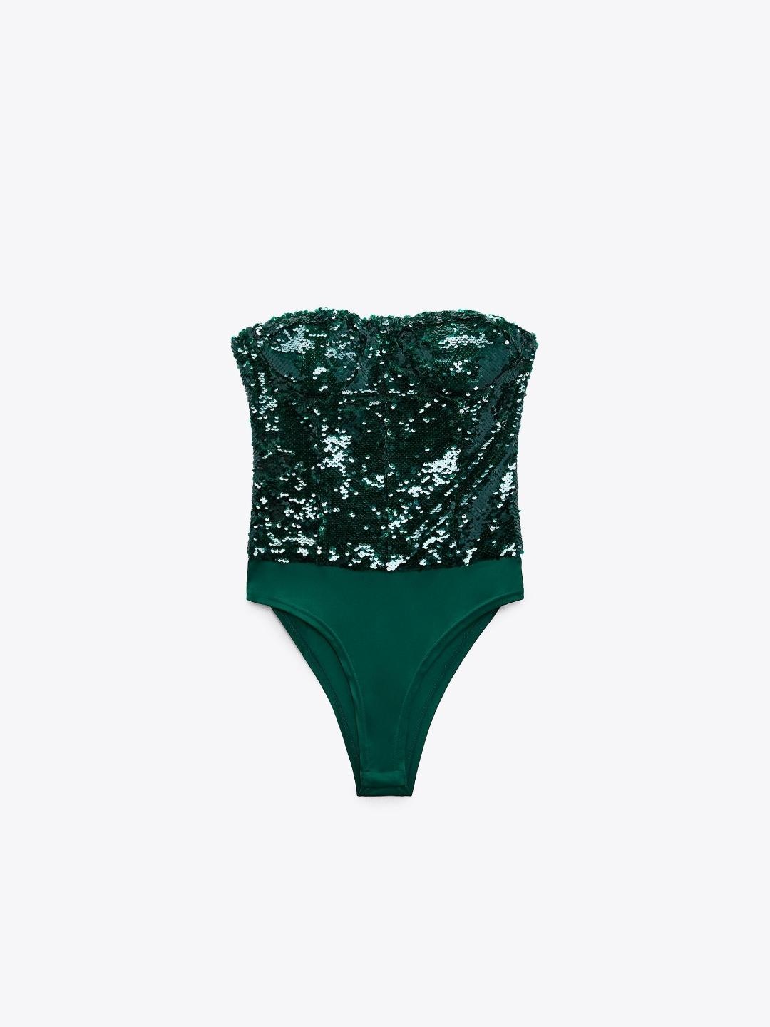

ZARA Women Green Bodysuit