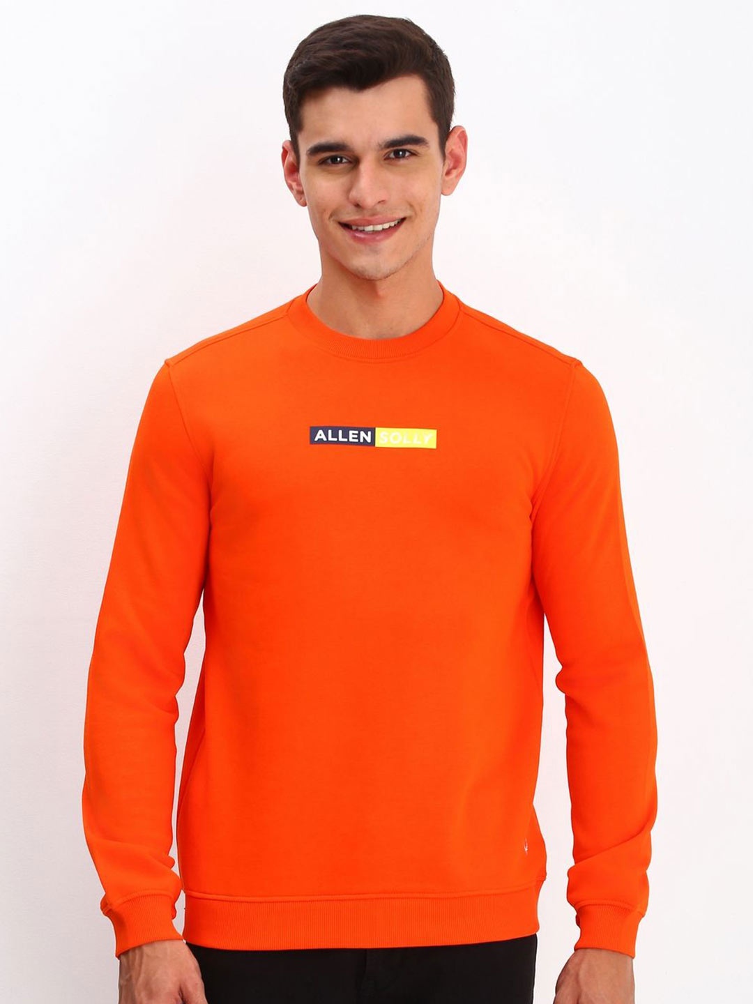 

Allen Solly Men Typography Printed Round Neck Cotton Pullover Sweatshirt, Orange