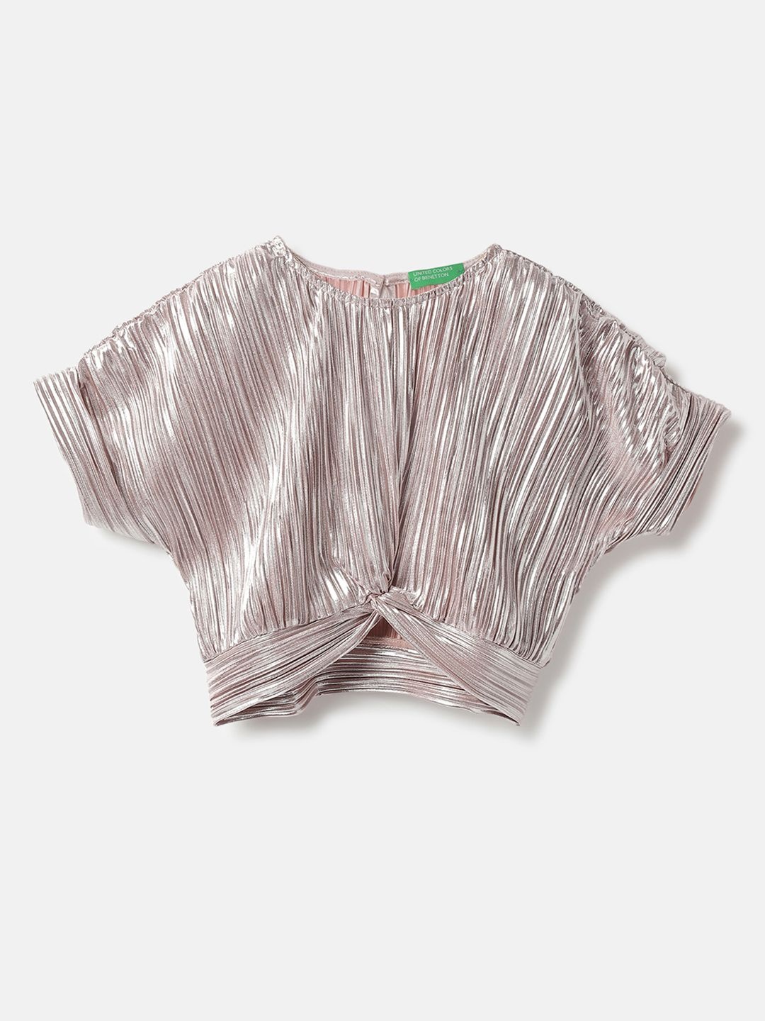 

United Colors of Benetton Girls Vertical Striped Round Neck Top, Pink