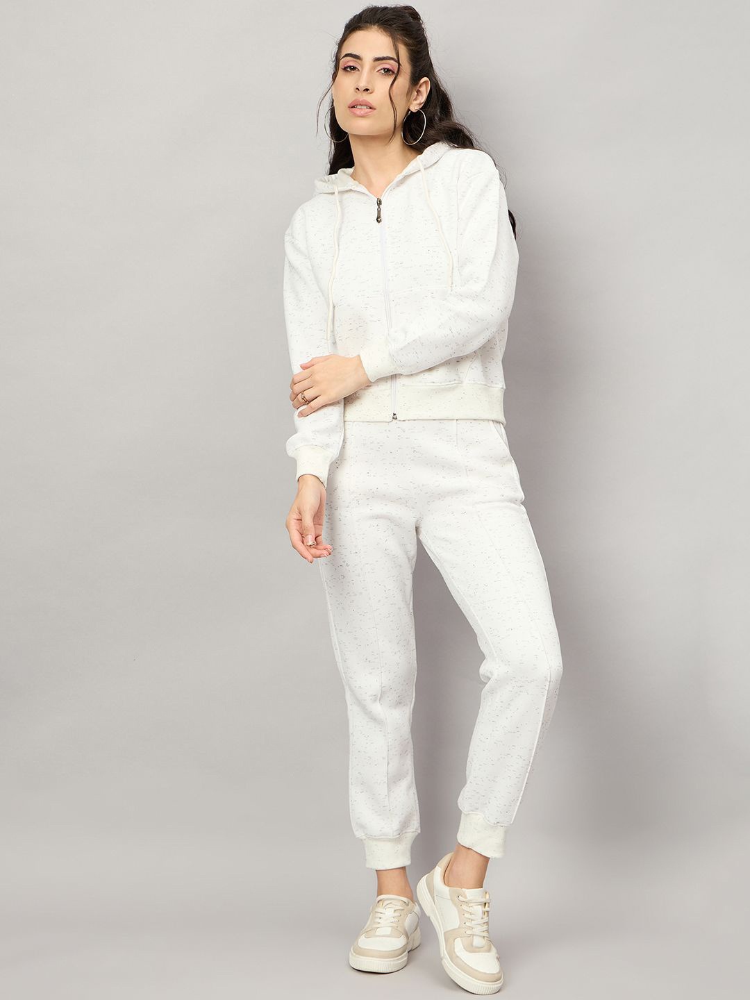 

Nun Hooded Long Sleeves Sweatshirt With Joggers Co-Ords, White