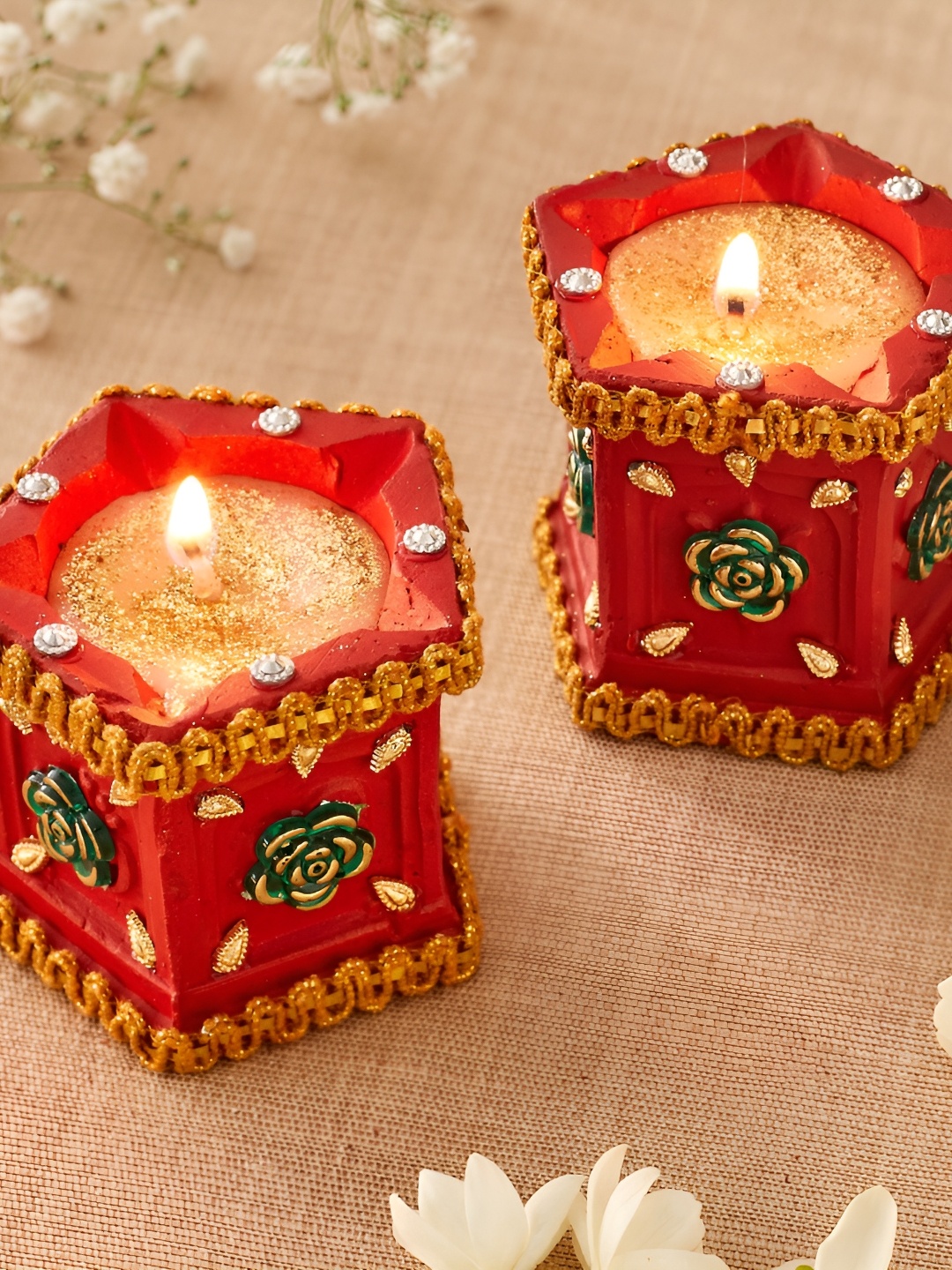 

Home Centre Red & Green 2 pieces Tea Light Candle