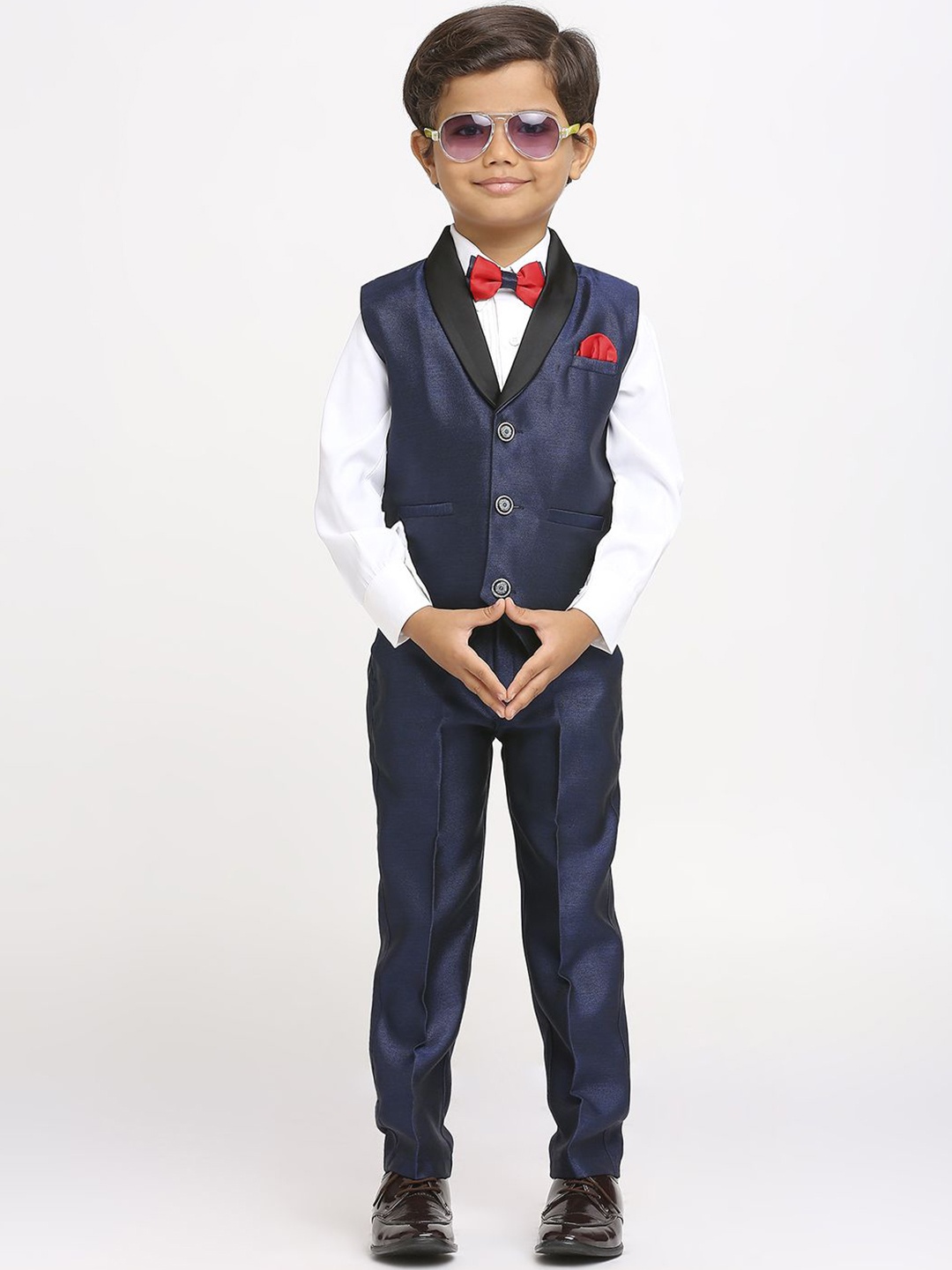 

YK Boys Three Piece Suits With Cotton Shirt, Navy blue