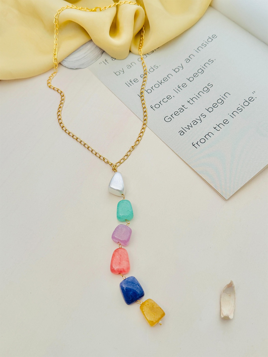 

ABDESIGNS Gold-Plated Beads-Studded Necklace