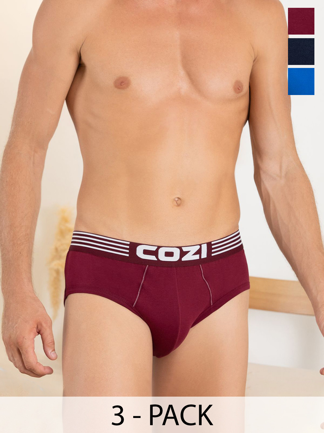 

Lux Cozi Men Pack Of 3 Assorted Basic Briefs COZI_1121_LUXURY_AST1_3PC-Assorted
