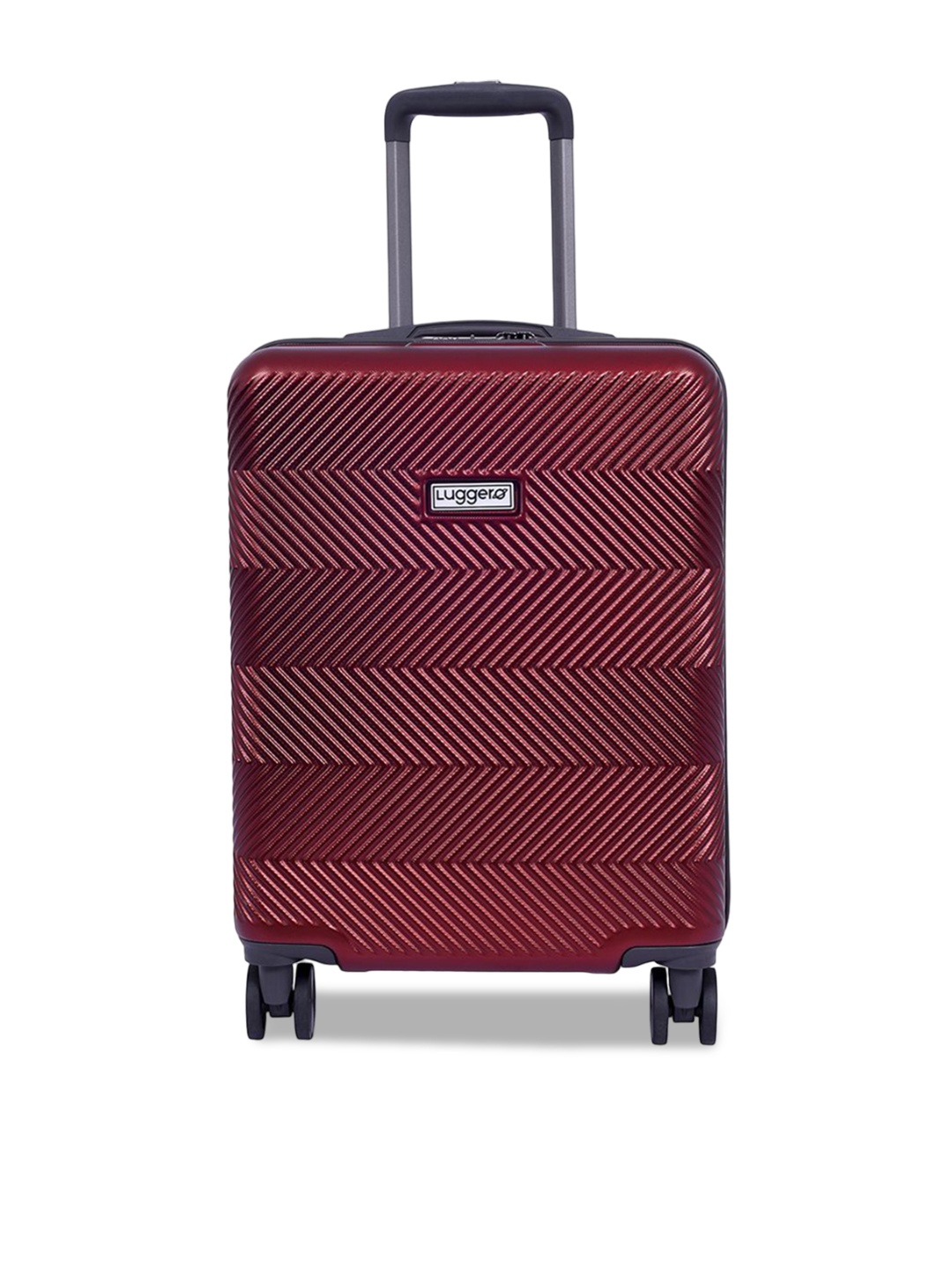 

Luggero Unisex Textured Hard Sided 360-Degree Rotation Cabin Trolley Bag, Maroon