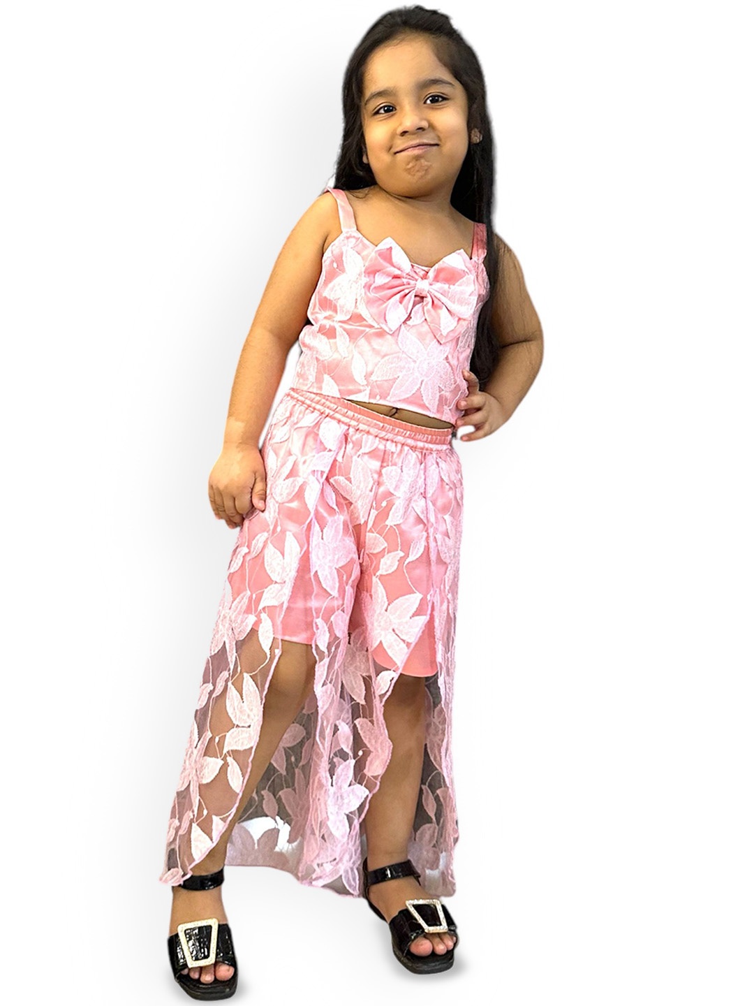 

Samsara Couture Girls Embroidered Clothing Set, Pink