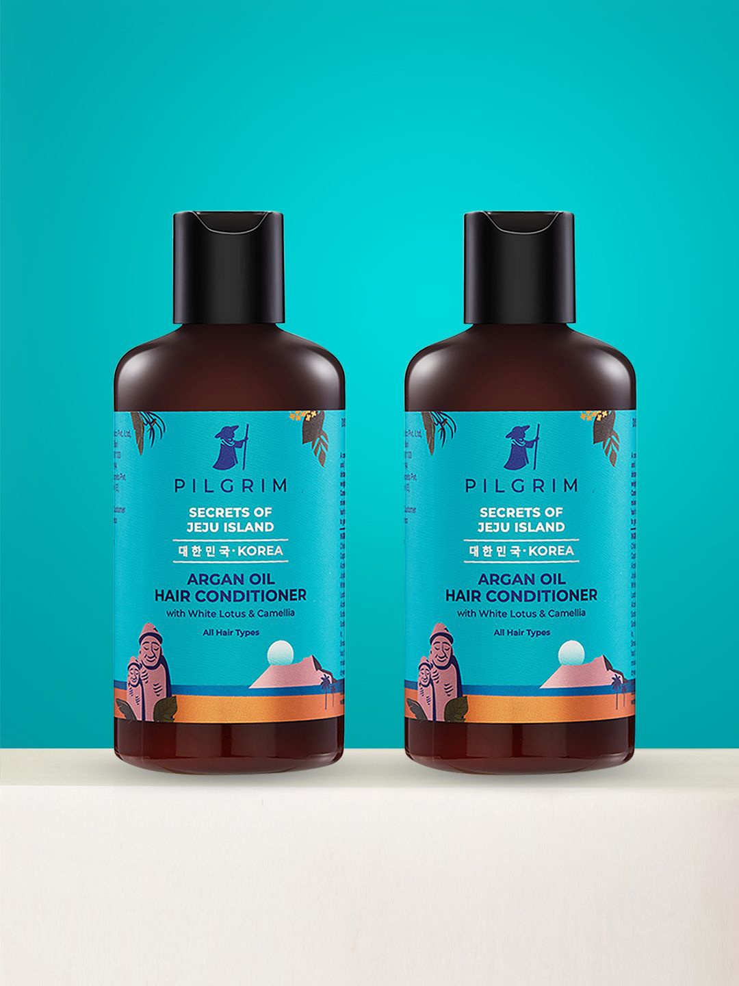 

Pilgrim Set Of 2 Secrets of Jeju Island Argan Oil Hair Conditioner- 200ml Each, Teal