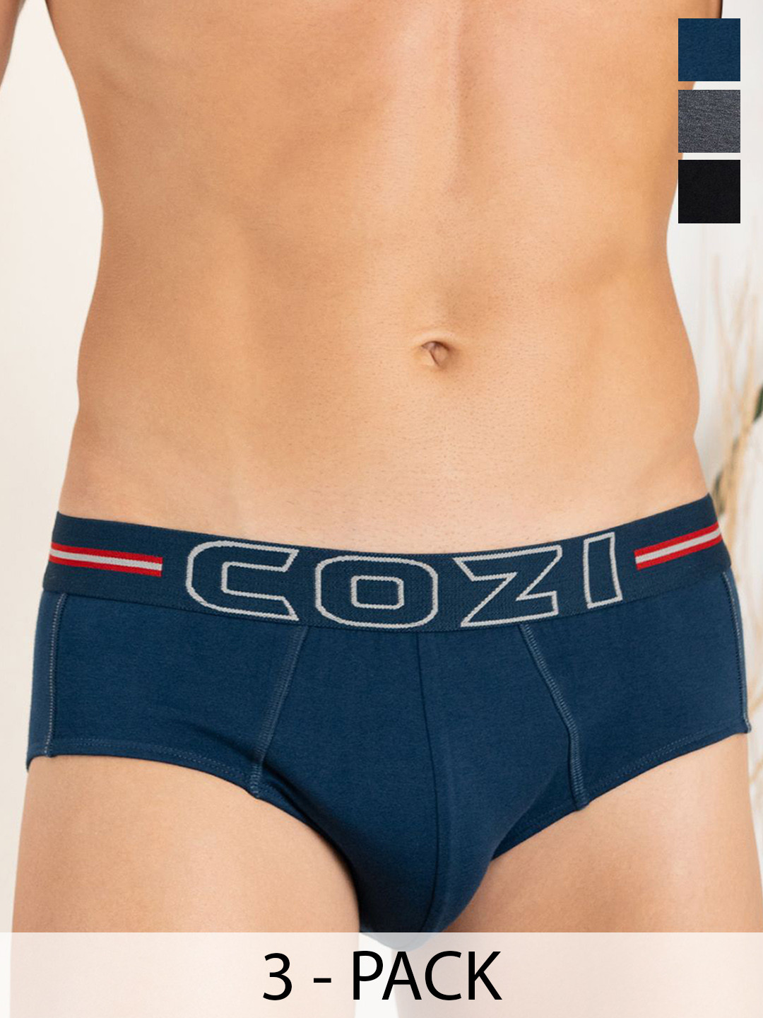 

Lux Cozi Pack Of 3 Men Assorted Mid-Rise Brief COZI_1124_LUXURY_AST1_3PC
