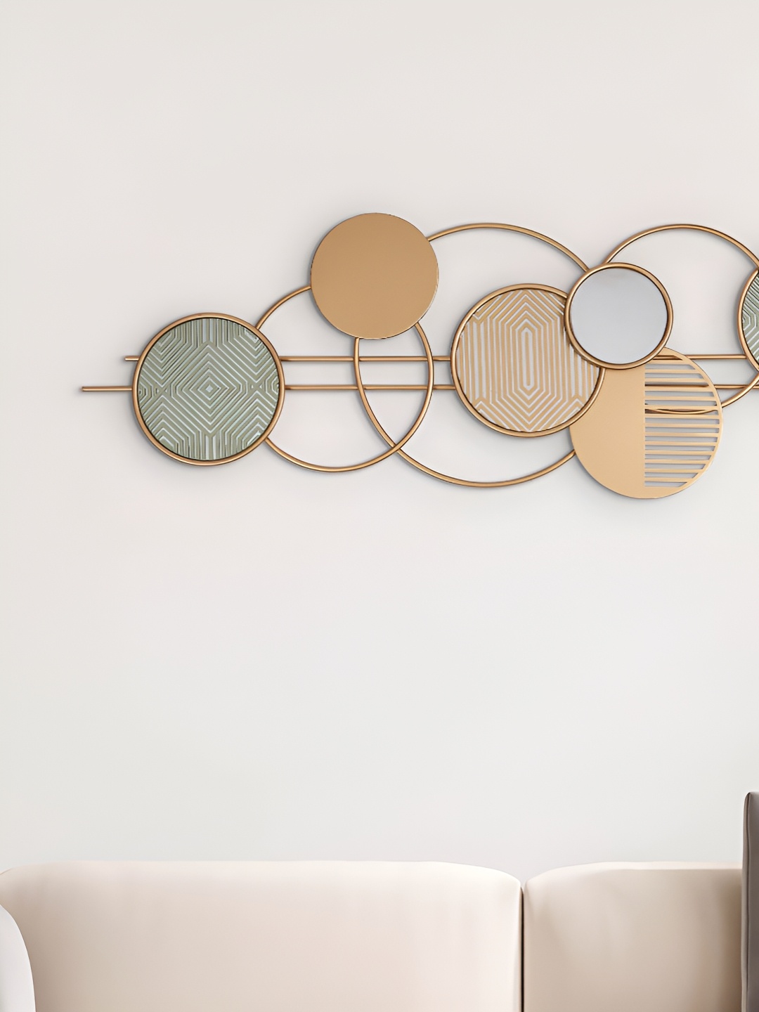 

Home Centre Yellow & Green Metal Textured Panorama Sparta Wall Decor, Gold
