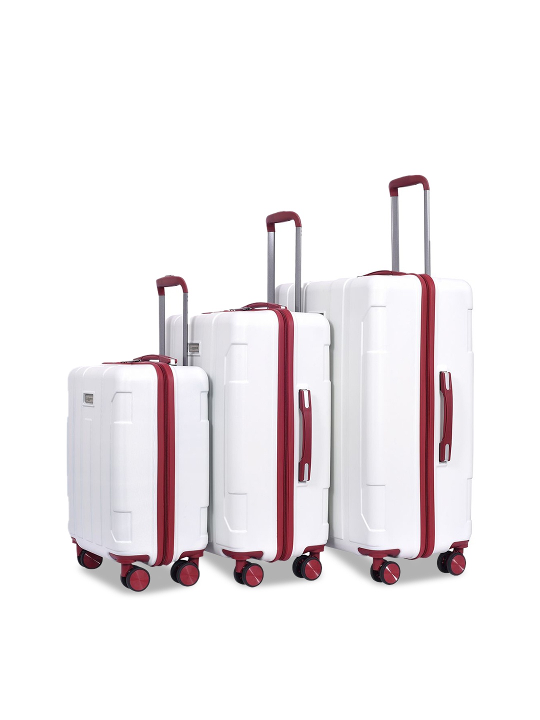 

Luggero Set Of 3 Hard-Sided Large, Medium & Cabin Trolley Bag, Off white