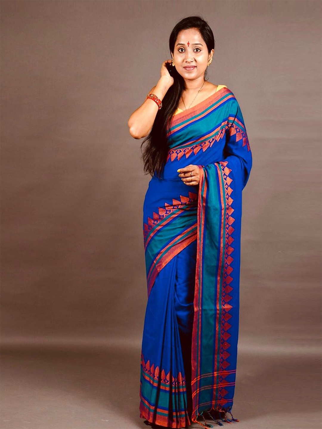 

ODETTE Woven Design Zari Saree, Blue