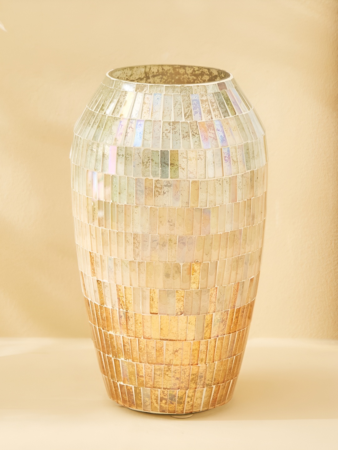 

Home Centre Mabel Kamal GoldToned Textured Glass Mosaic Vase, Gold