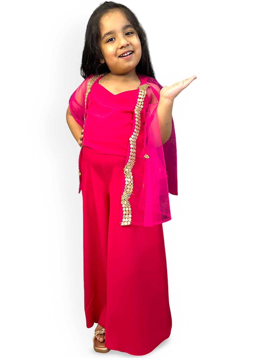 

Samsara Couture Girls Top With Palazzos, Pink