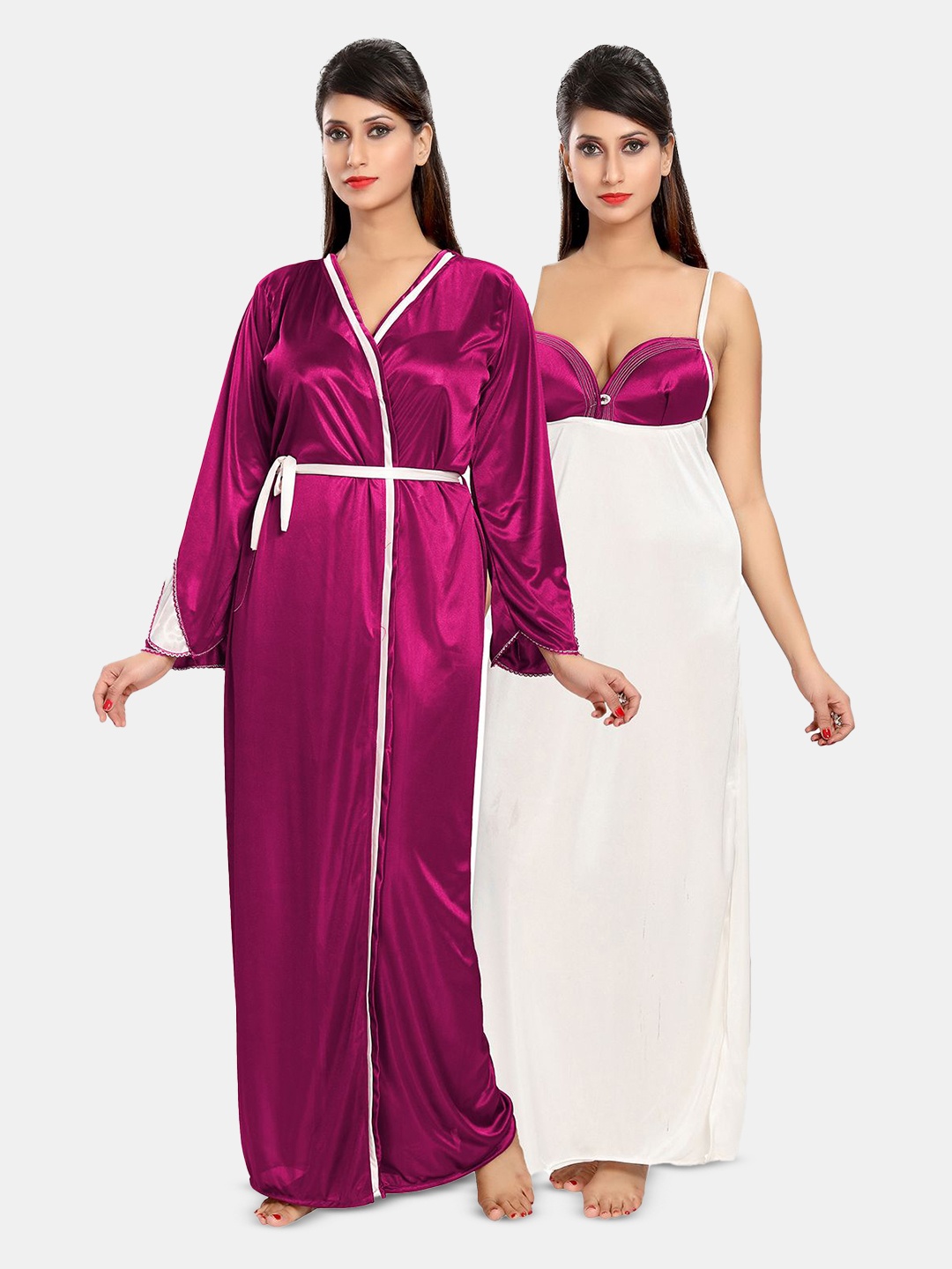 

Be You Women Solid Maxi Nightdress, Burgundy