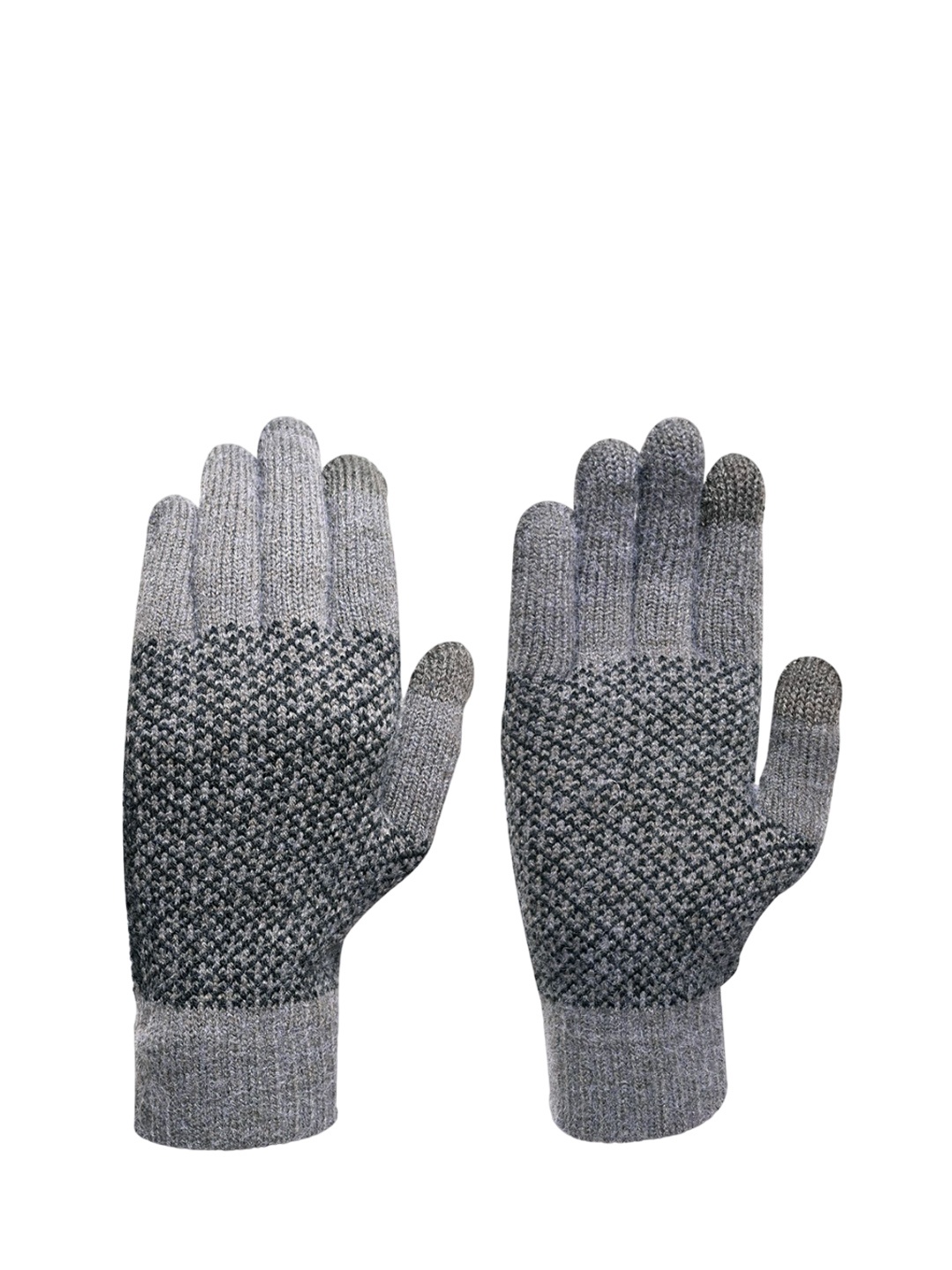 

LOOM LEGACY Men Checked Touchscreen Gloves, Grey melange