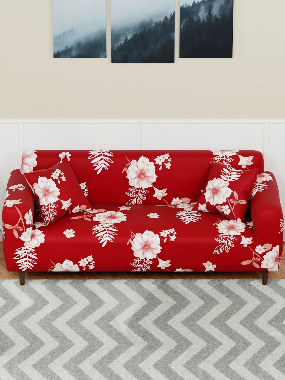 

Lukzer 3 Seater Red Flower Design 3 Seater Sofa Cover